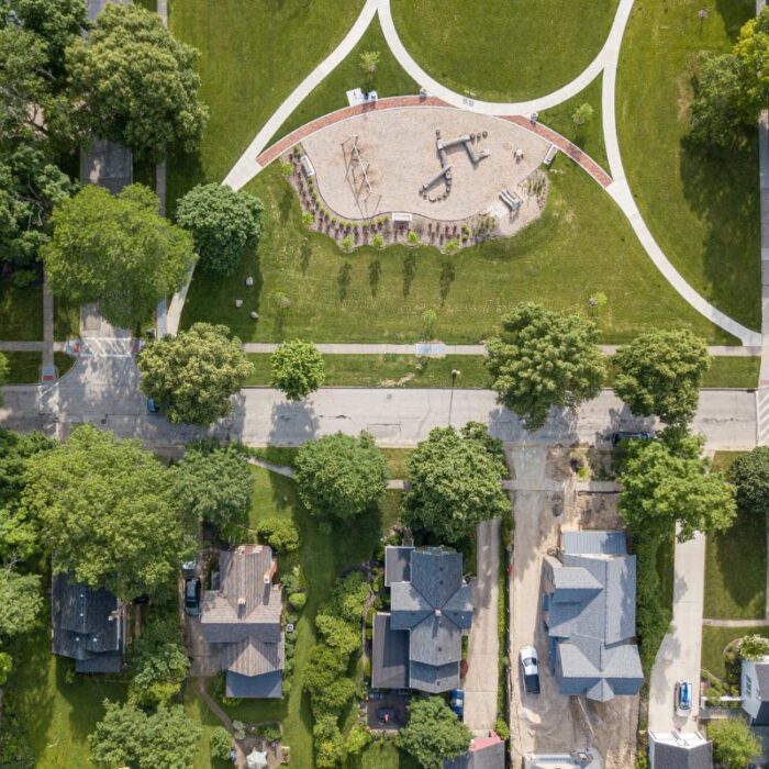 aerial image of a quiet neighborhood symbolizing where can i find opiate addiction treatment in Hudson, OH