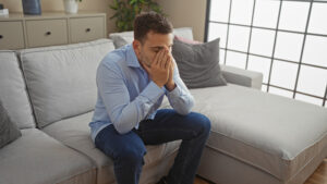 A man struggles with uncontrollable shaking after eating edibles.