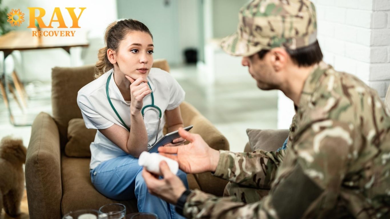 Veterans and Addiction: Why Military Service Increases the Risk, and What Treatment Should Actually Address 3 Veteran in a one-on-one counseling session discussing treatment options